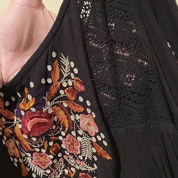 ❤️ FREE PEOPLE MOHAVE EMBROIDERED MINI DRESS - BLACK, SMALL - Picture 11 of 16